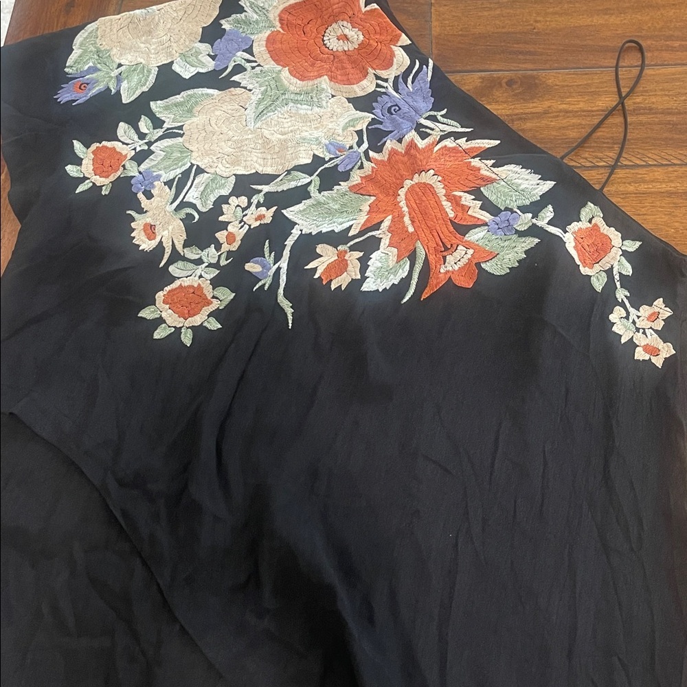 Free People embroidered one shoulder asymmetrical floral sheer beach top small - Picture 6 of 17